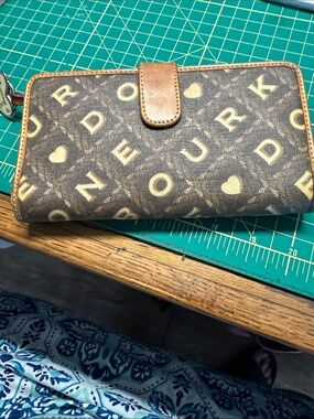 Dooney & Bourke Brown and Tan Monogram Continental Wallet